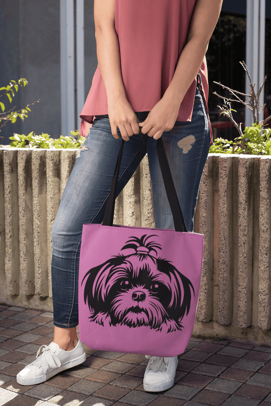 Shih-Tzu-Black-and -White-white-Tote Bag - Shih Tzu Gifts