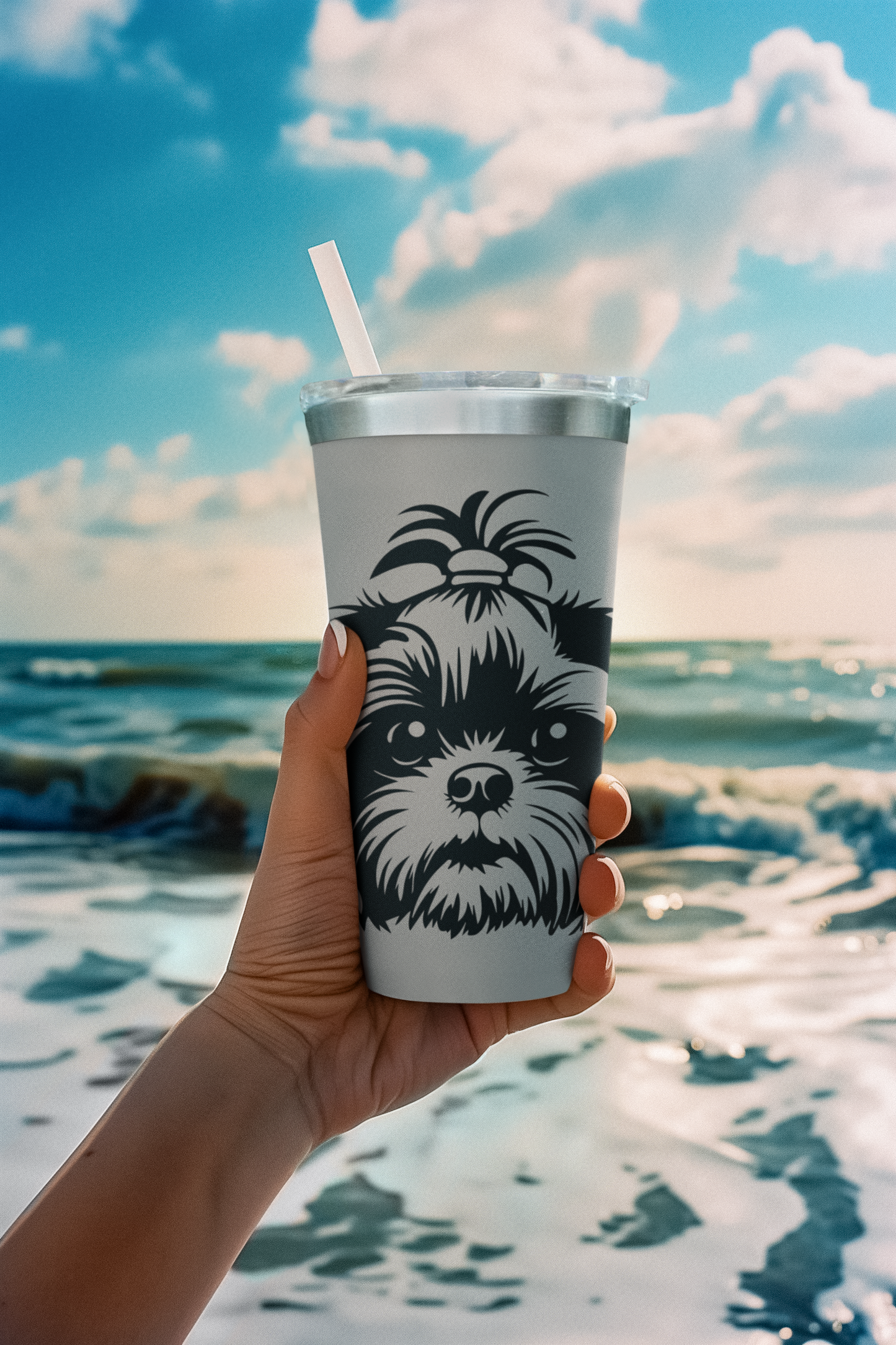 Shih-Tzu-Black-and-White-white-Tumbler 20oz - Shih Tzu Gifts