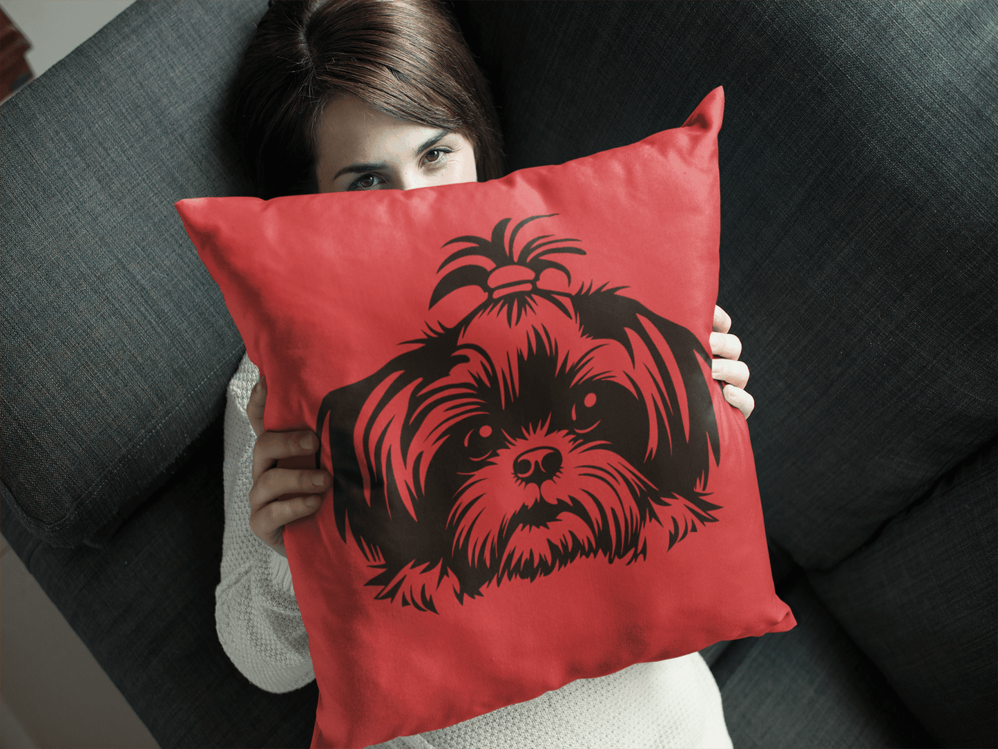 Shih-Tzu-Black-and-White-white-pillow - Shih Tzu Gifts