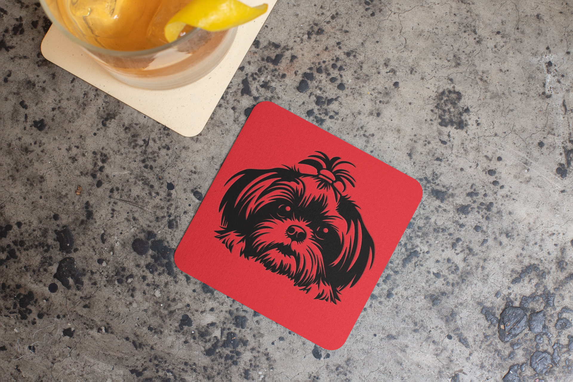 Shih-Tzu-Black-and-White-white- Corkwood Coaster Set - Shih Tzu Gifts