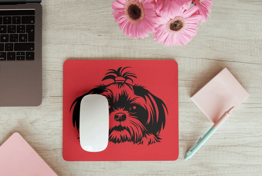 Shih-Tzu-Black-and White-white- Mouse Pad (Rectangle) - Shih Tzu Gifts