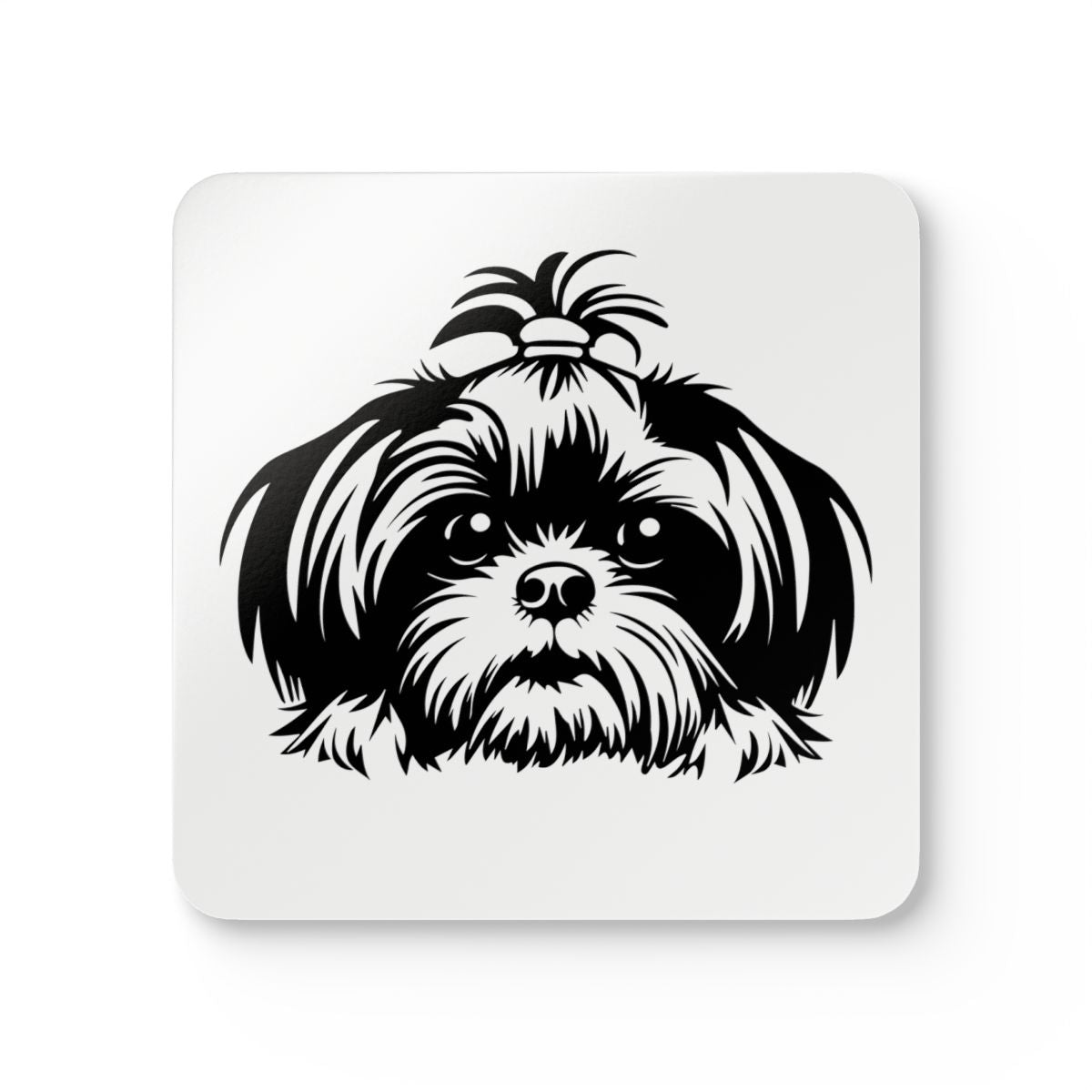 Shih-Tzu-Black-and-White-white- Corkwood Coaster Set - Shih Tzu Gifts