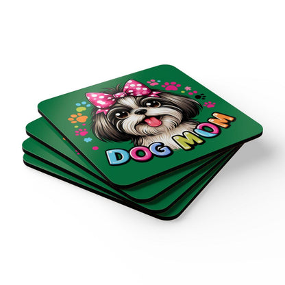 Shih Tzu Dog Mom Corkwood Coaster Set - Shih Tzu Gifts