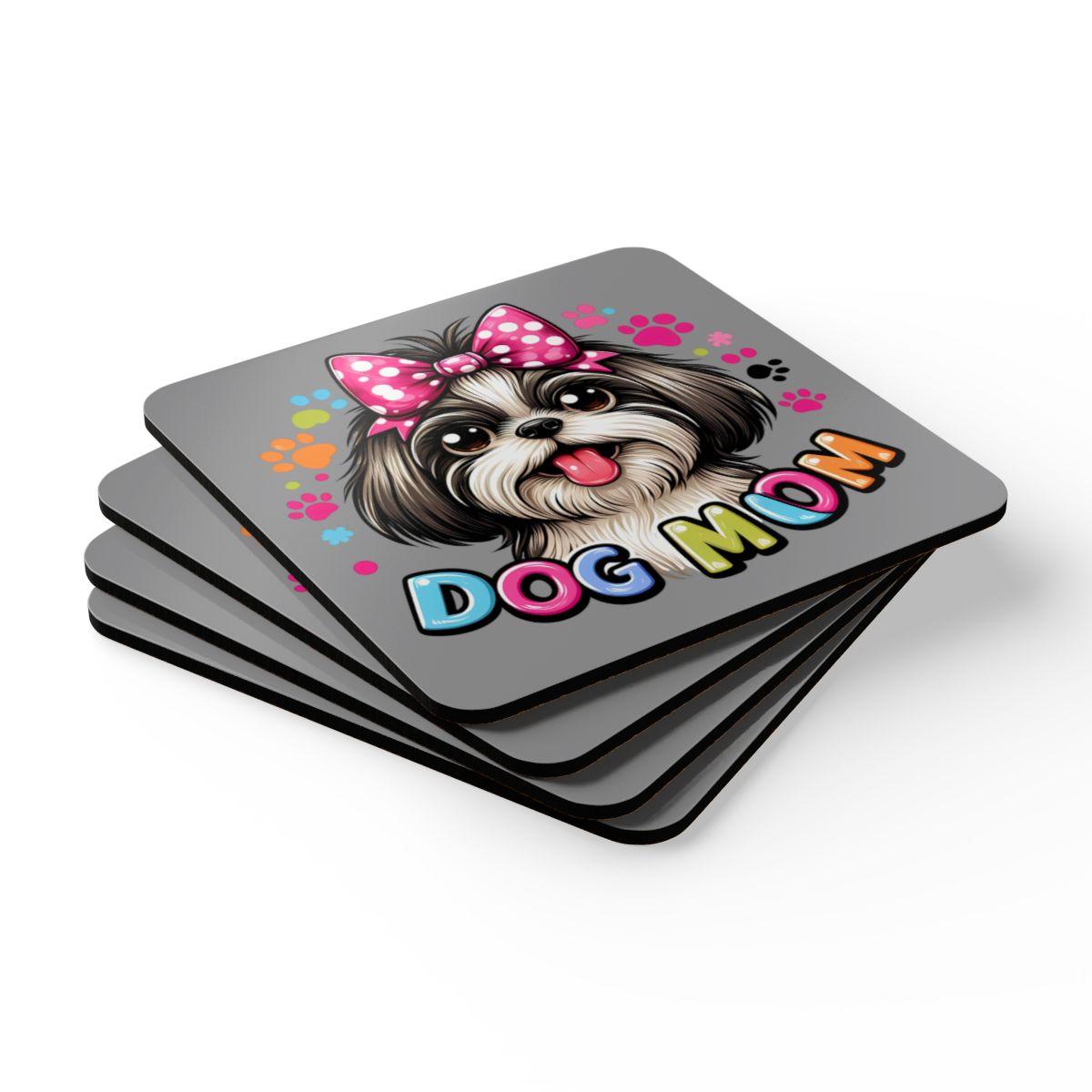 Shih Tzu Dog Mom Corkwood Coaster Set - Shih Tzu Gifts