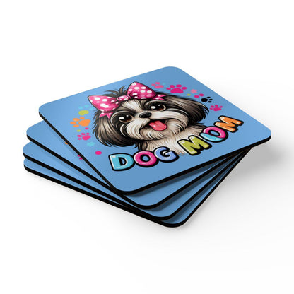 Shih Tzu Dog Mom Corkwood Coaster Set - Shih Tzu Gifts