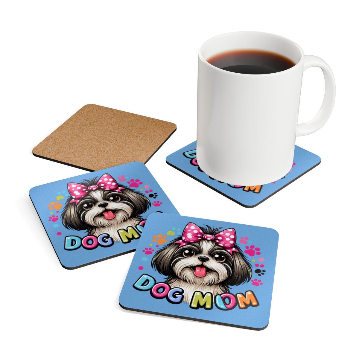 Shih Tzu Dog Mom Corkwood Coaster Set - Shih Tzu Gifts