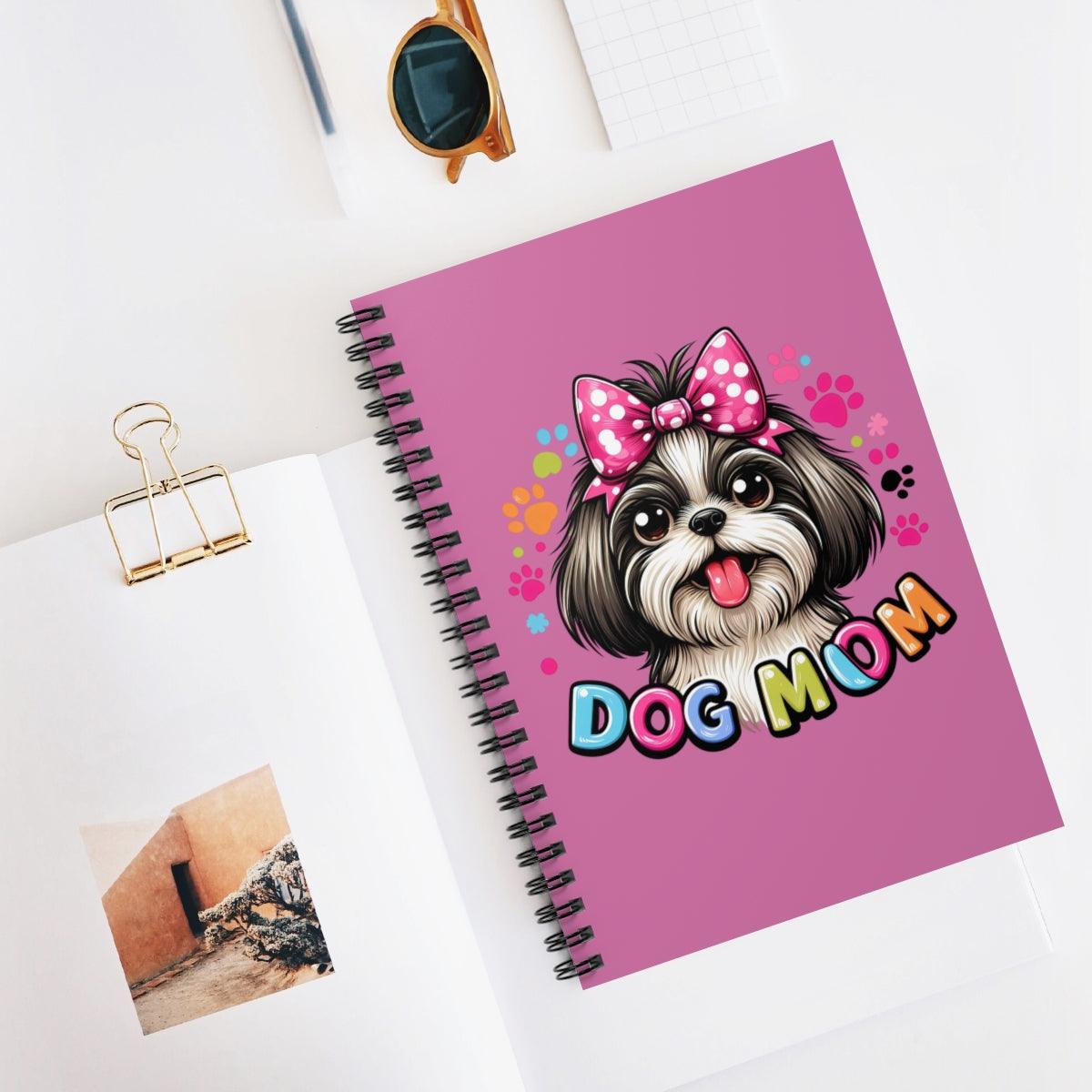 Shih Tzu Dog Mom Spiral Notebook Ruled Line - Shih Tzu Gifts