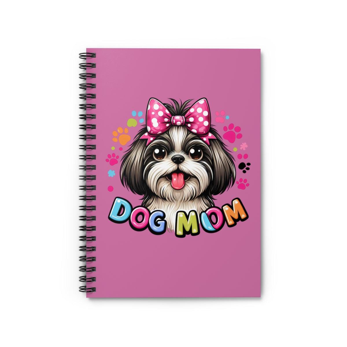 Shih Tzu Dog Mom Spiral Notebook Ruled Line - Shih Tzu Gifts