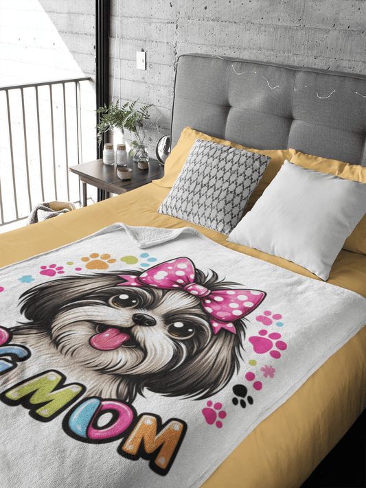 Shih Tzu Dog Mom Plush Blanket - Shih Tzu Gifts