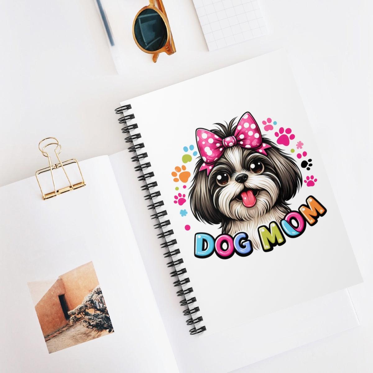 Shih Tzu Dog Mom Spiral Notebook Ruled Line - Shih Tzu Gifts