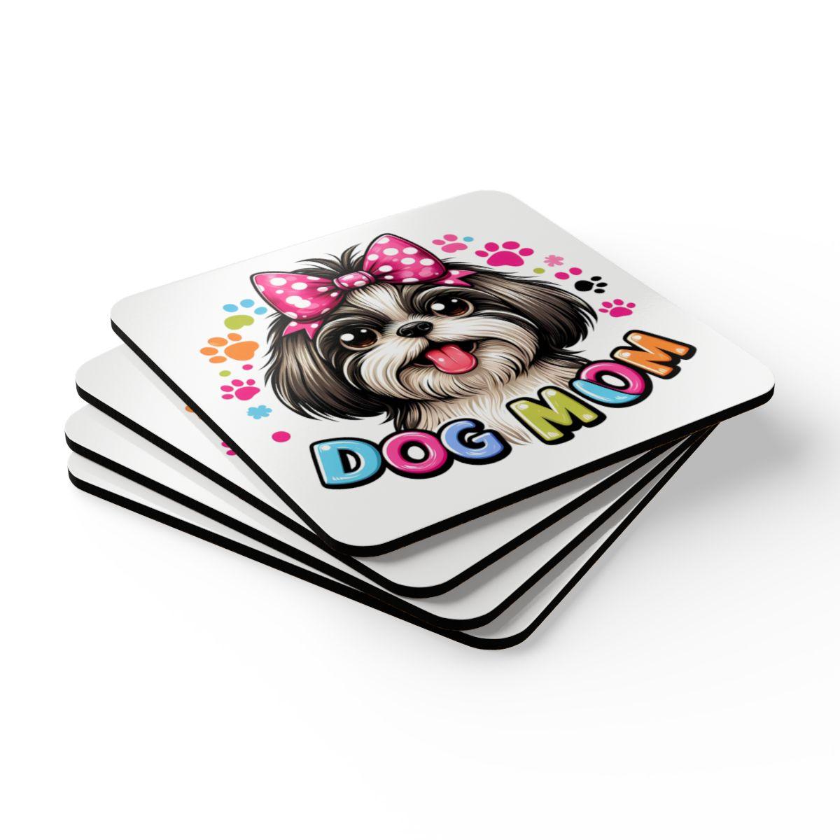 Shih Tzu Dog Mom Corkwood Coaster Set - Shih Tzu Gifts