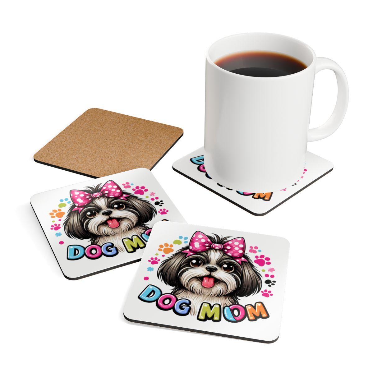 Shih Tzu Dog Mom Corkwood Coaster Set - Shih Tzu Gifts