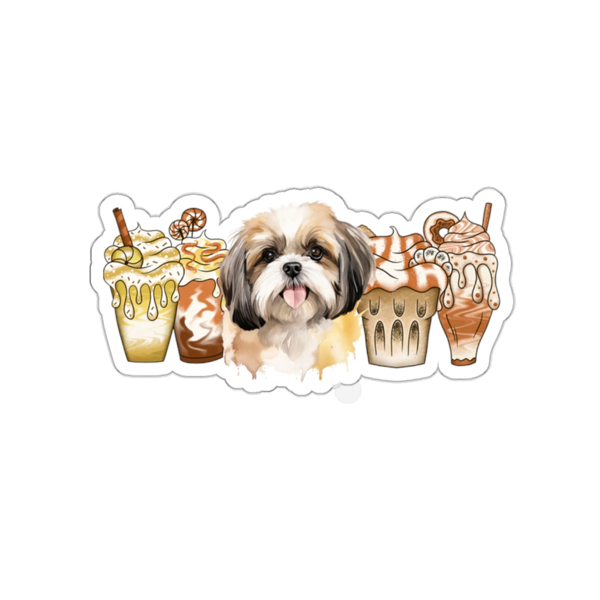 Shih Tzu With Ice Coffee Die-Cut Stickers