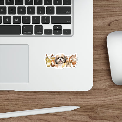 Shih Tzu With Ice Coffee Die-Cut Stickers