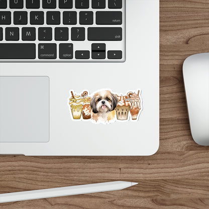 Shih Tzu With Ice Coffee Die-Cut Stickers