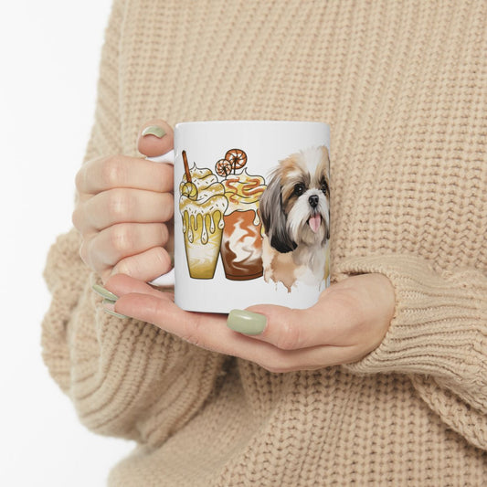 Shih Tzu With Ice Coffee Ceramic Mug