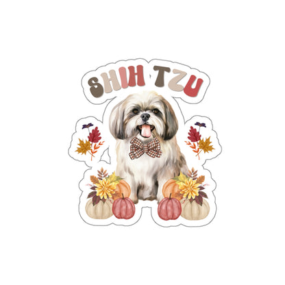 Shih Tzu In Fall Die-Cut Stickers