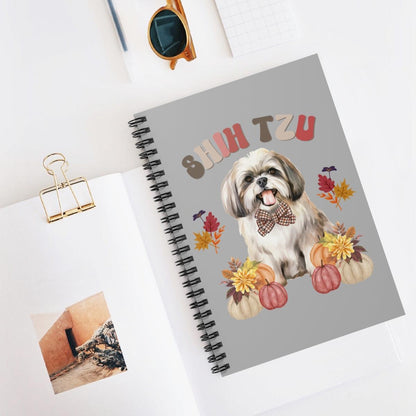 Shih Tzu In Fall Spiral Notebook Ruled Line - Shih Tzu Gifts