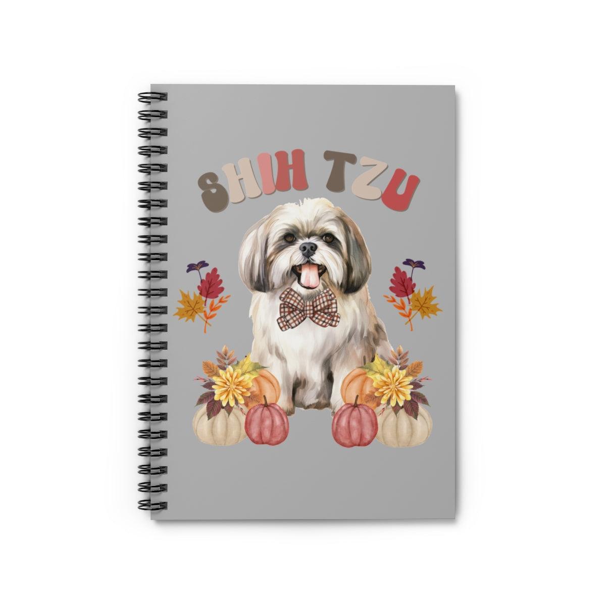 Shih Tzu In Fall Spiral Notebook Ruled Line - Shih Tzu Gifts