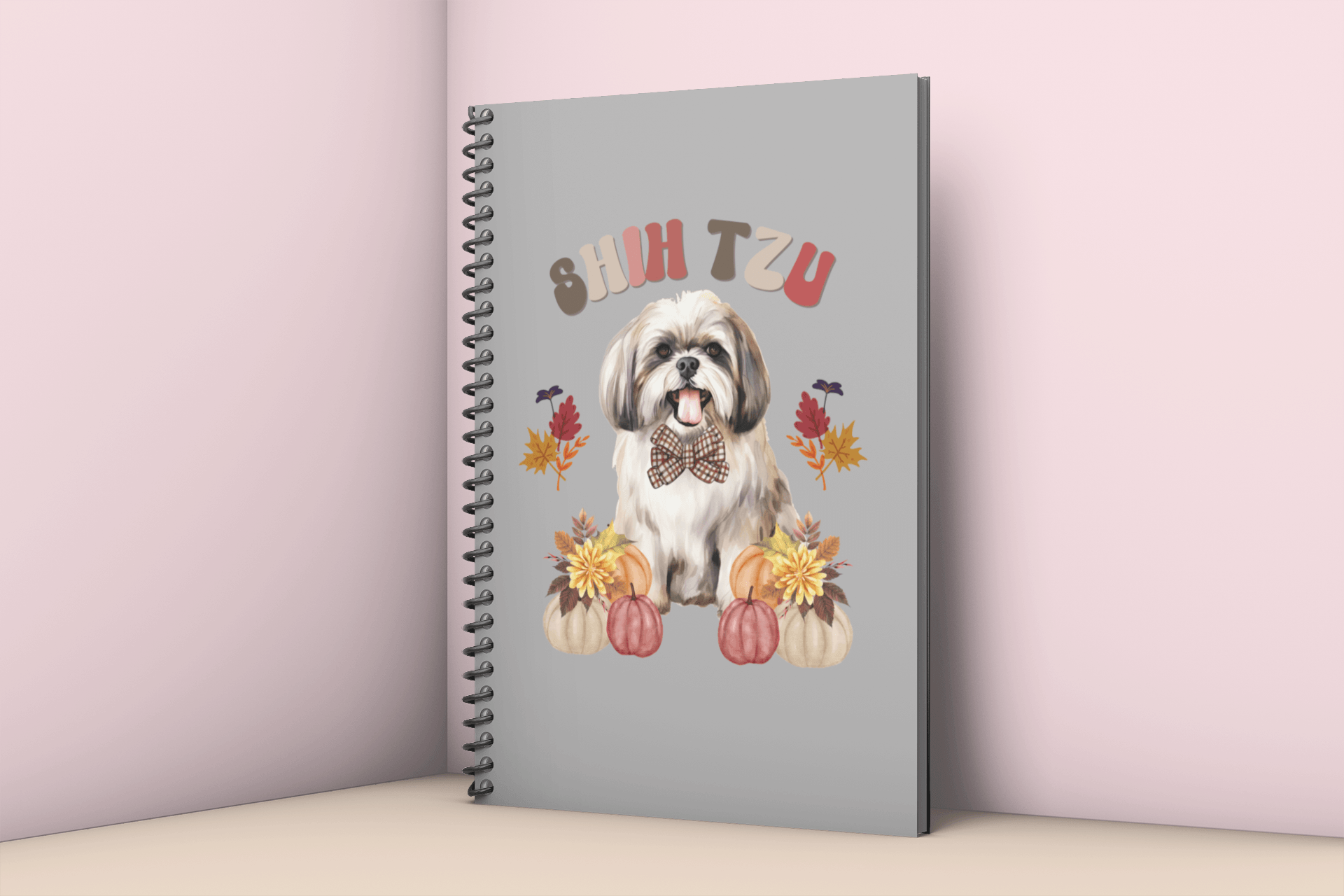 Shih Tzu In Fall Spiral Notebook Ruled Line - Shih Tzu Gifts