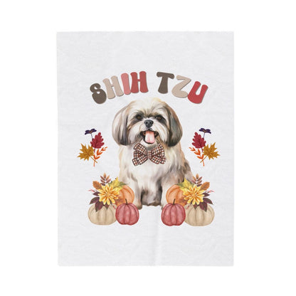 Shih Tzu In Fall Velveteen Plush Blanket - Shih Tzu Gifts