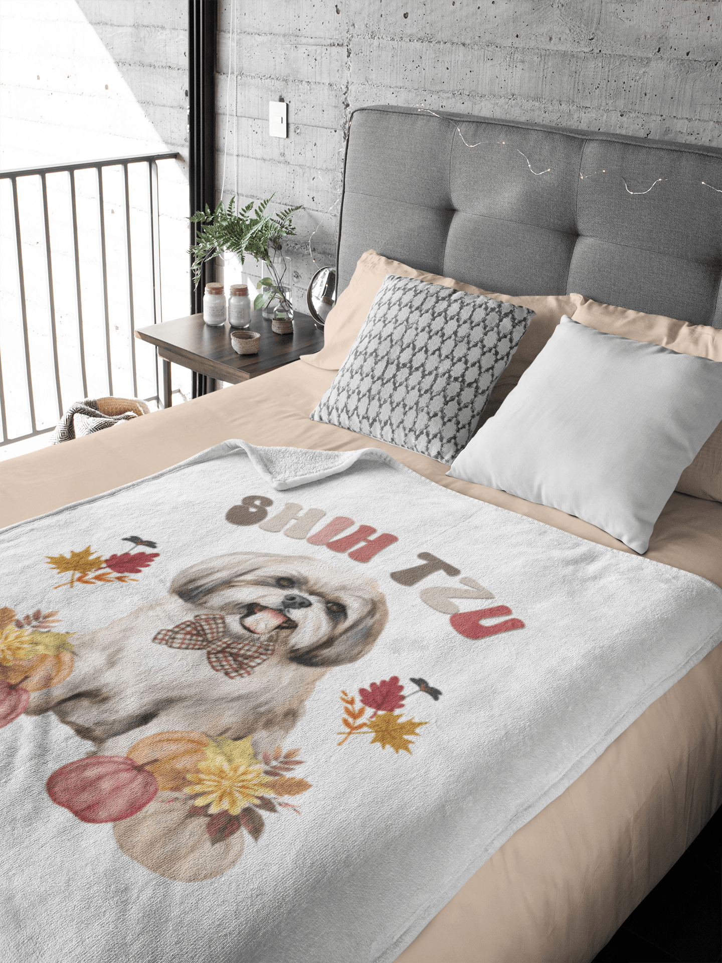 Shih Tzu In Fall Velveteen Plush Blanket - Shih Tzu Gifts