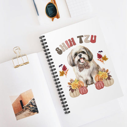 Shih Tzu In Fall Spiral Notebook Ruled Line - Shih Tzu Gifts