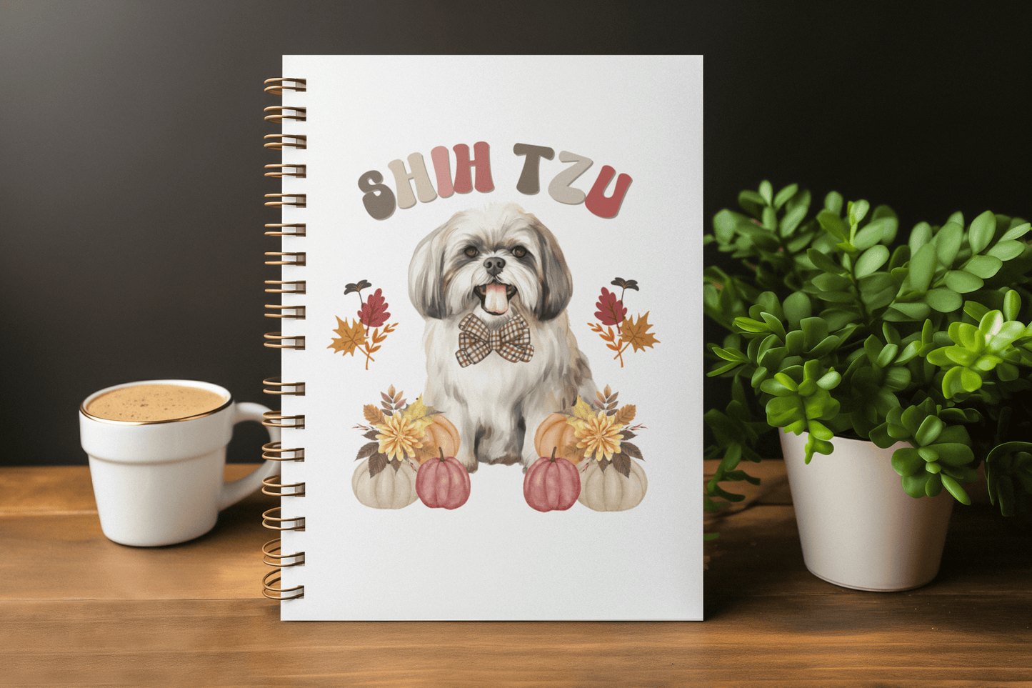 Shih Tzu In Fall Spiral Notebook Ruled Line - Shih Tzu Gifts