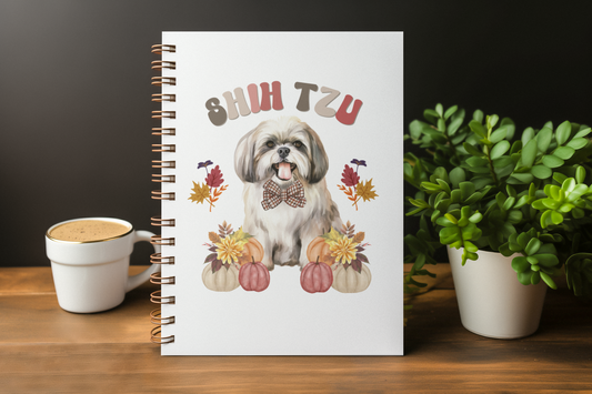 Shih Tzu In Fall Spiral Notebook Ruled Line