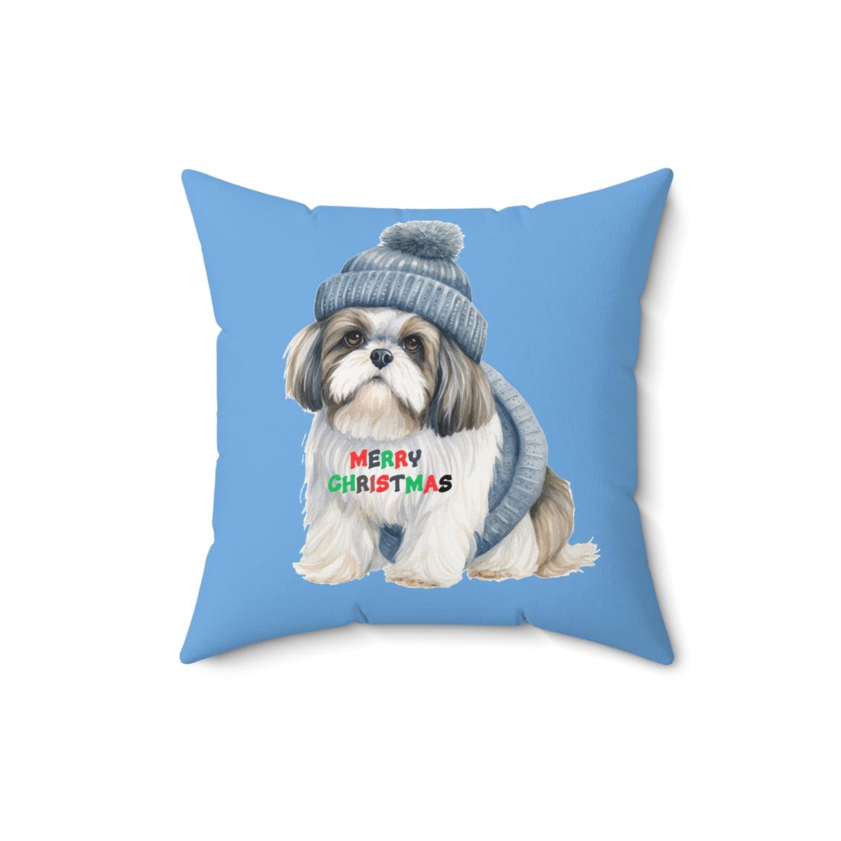 Merry Christmas Shih Tzu Pillow - Festive Gift for Shih Tzu Lovers - Shih Tzu Gifts