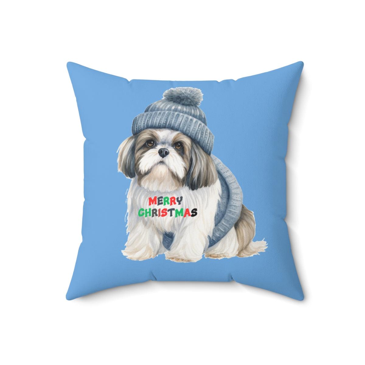 Merry Christmas Shih Tzu Pillow - Festive Gift for Shih Tzu Lovers - Shih Tzu Gifts