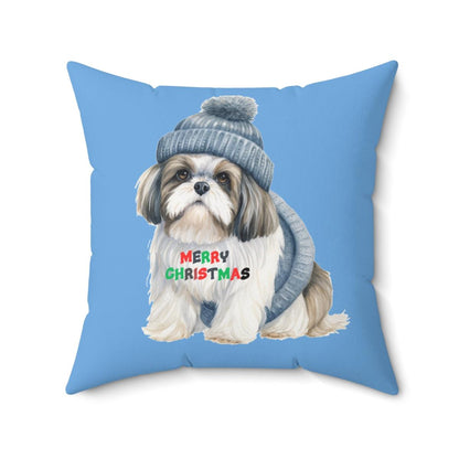 Merry Christmas Shih Tzu Pillow - Festive Gift for Shih Tzu Lovers - Shih Tzu Gifts