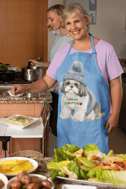 Merry Christmas Shih Tzu Apron - Perfect Holiday Gift for Dog Lovers - Shih Tzu Gifts