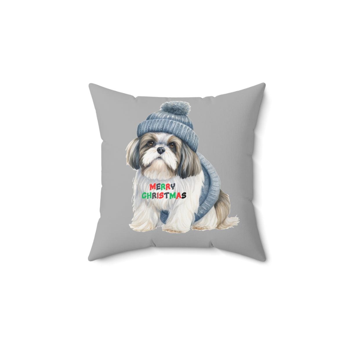 Merry Christmas Shih Tzu Pillow - Festive Gift for Shih Tzu Lovers - Shih Tzu Gifts