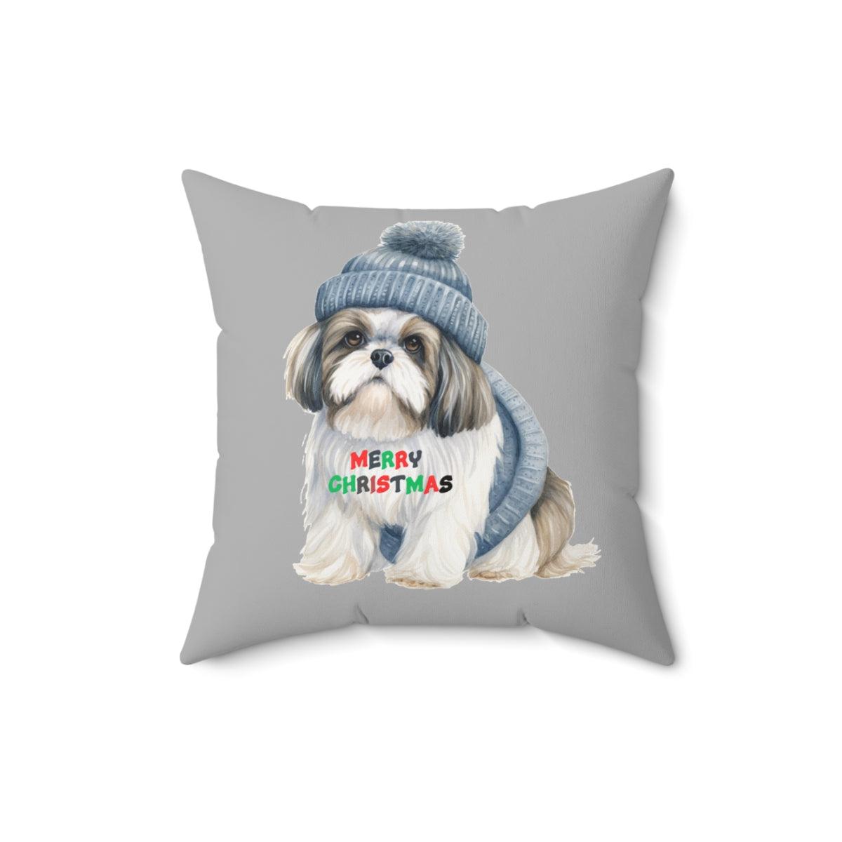 Merry Christmas Shih Tzu Pillow - Festive Gift for Shih Tzu Lovers - Shih Tzu Gifts