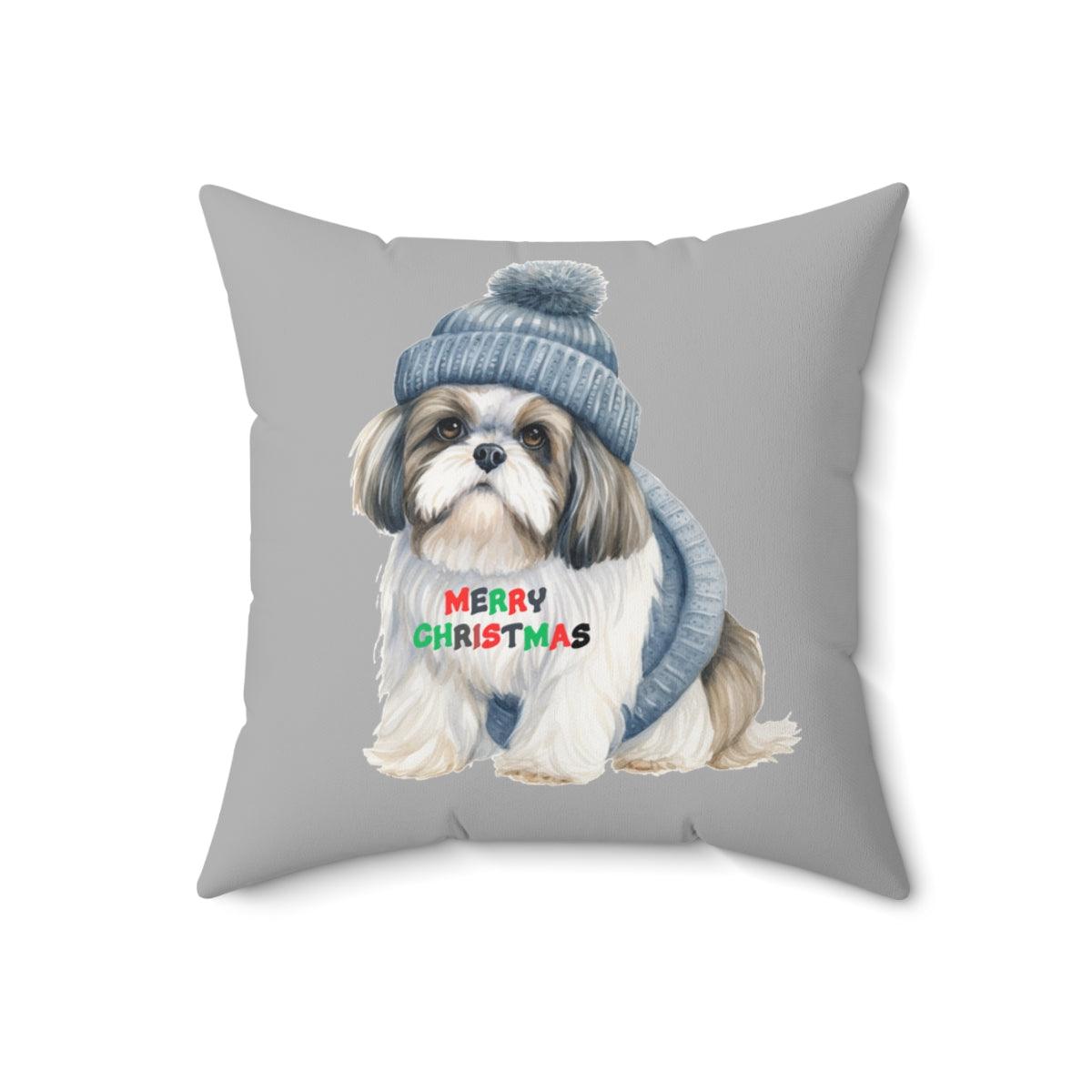 Merry Christmas Shih Tzu Pillow - Festive Gift for Shih Tzu Lovers - Shih Tzu Gifts