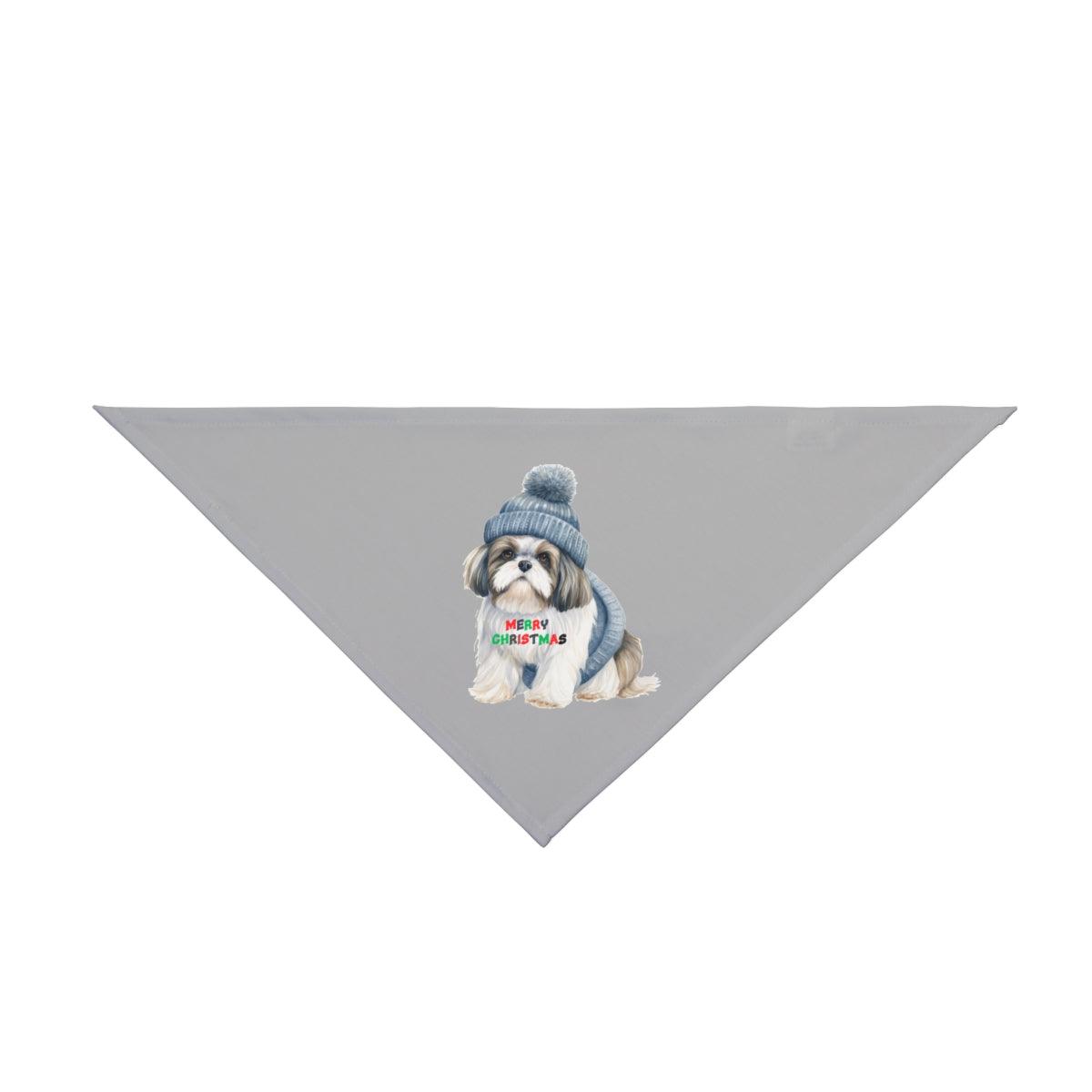 Festive Merry Christmas Shih Tzu Dog Bandana – Holiday Pet Accessory - Shih Tzu Gifts