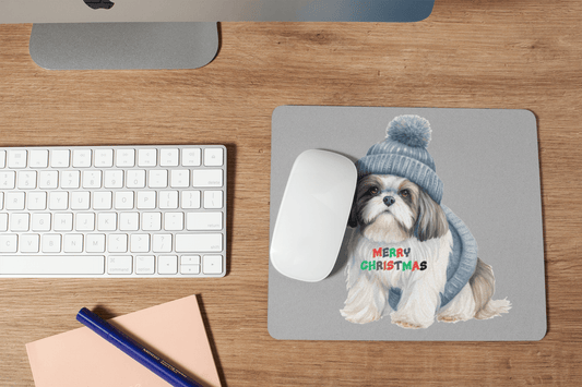 Merry Christmas Shih Tzu Mouse Pad – Perfect Gift for Shih Tzu Lovers - Shih Tzu Gifts