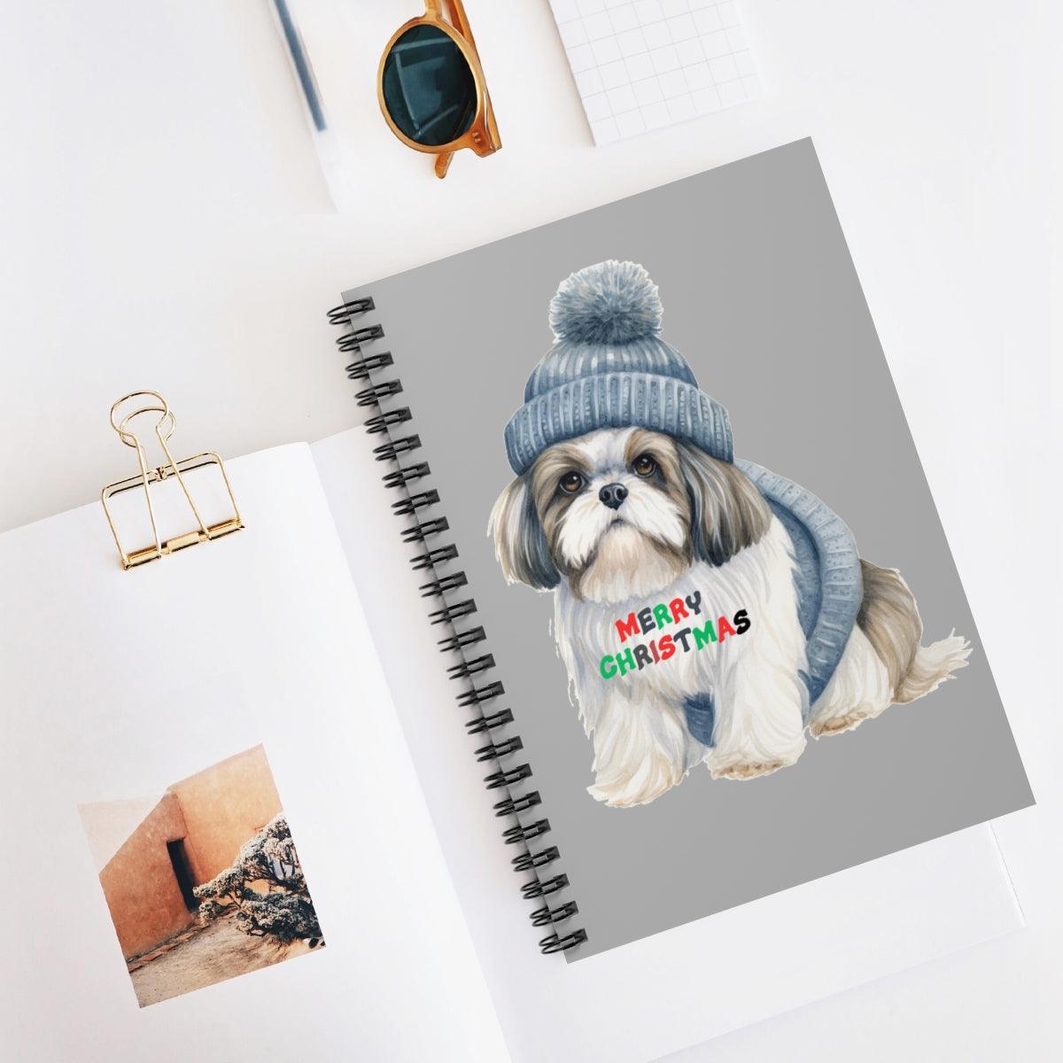 Merry Christmas Shih Tzu Spiral Notebook – Festive Gift for Dog Lovers - Shih Tzu Gifts