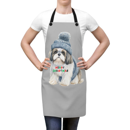 Merry Christmas Shih Tzu Apron - Perfect Holiday Gift for Dog Lovers - Shih Tzu Gifts