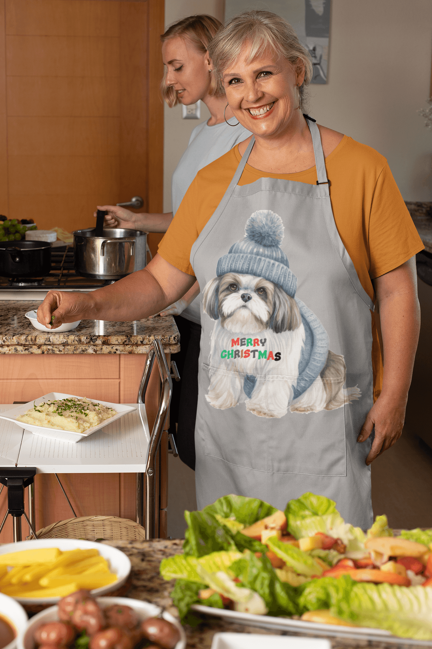 Merry Christmas Shih Tzu Apron - Perfect Holiday Gift for Dog Lovers - Shih Tzu Gifts