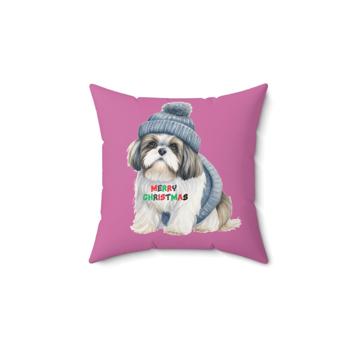 Merry Christmas Shih Tzu Pillow - Festive Gift for Shih Tzu Lovers - Shih Tzu Gifts