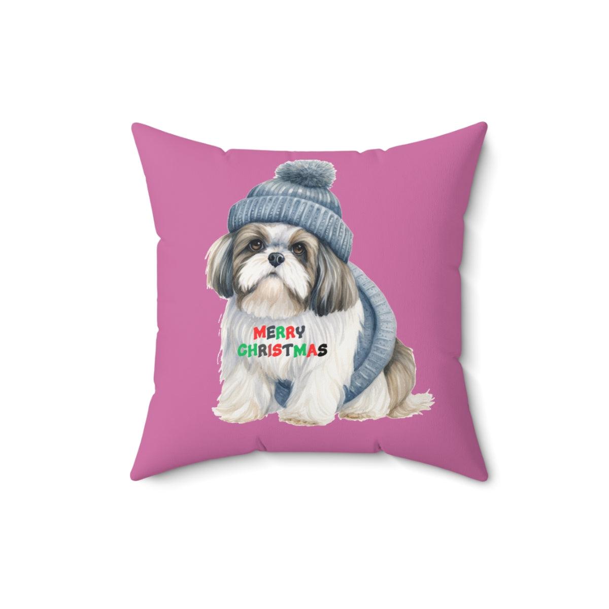 Merry Christmas Shih Tzu Pillow - Festive Gift for Shih Tzu Lovers - Shih Tzu Gifts