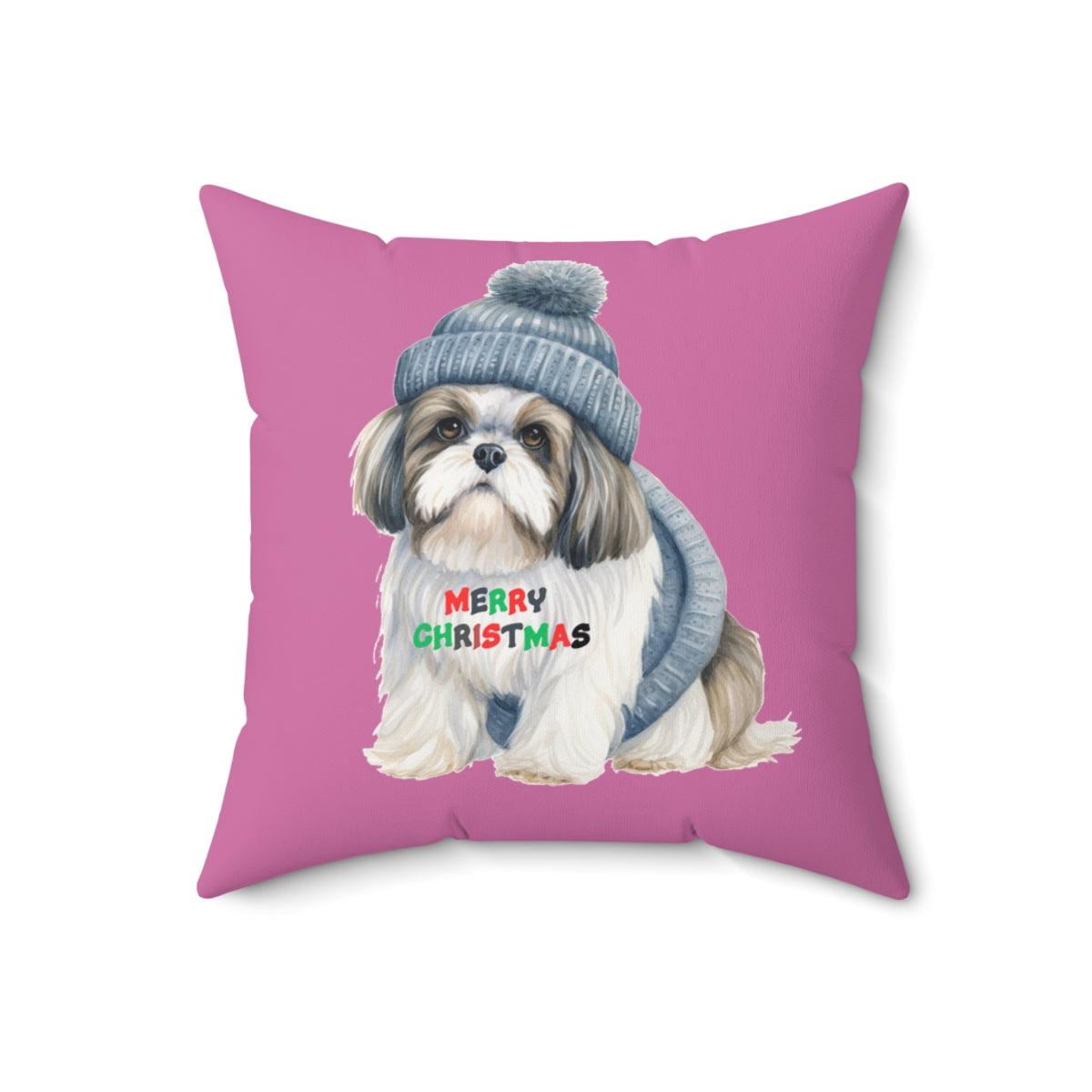 Merry Christmas Shih Tzu Pillow - Festive Gift for Shih Tzu Lovers - Shih Tzu Gifts