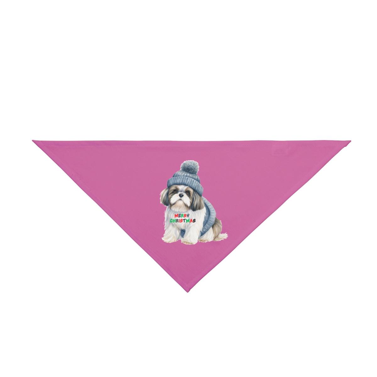 Festive Merry Christmas Shih Tzu Dog Bandana – Holiday Pet Accessory - Shih Tzu Gifts