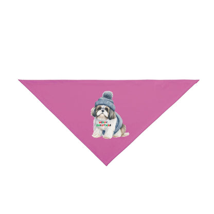 Festive Merry Christmas Shih Tzu Dog Bandana – Holiday Pet Accessory - Shih Tzu Gifts