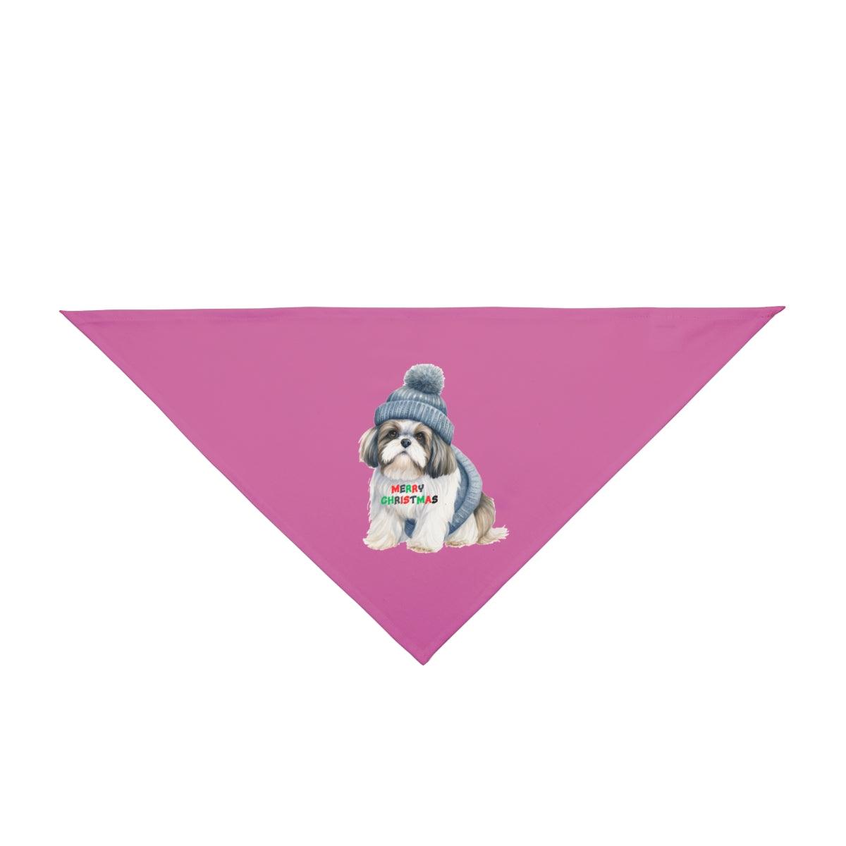 Festive Merry Christmas Shih Tzu Dog Bandana – Holiday Pet Accessory - Shih Tzu Gifts