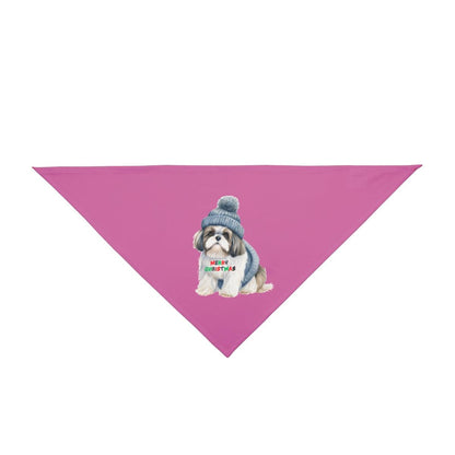 Festive Merry Christmas Shih Tzu Dog Bandana – Holiday Pet Accessory - Shih Tzu Gifts