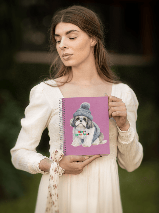 Merry Christmas Shih Tzu Spiral Notebook – Festive Gift for Dog Lovers - Shih Tzu Gifts