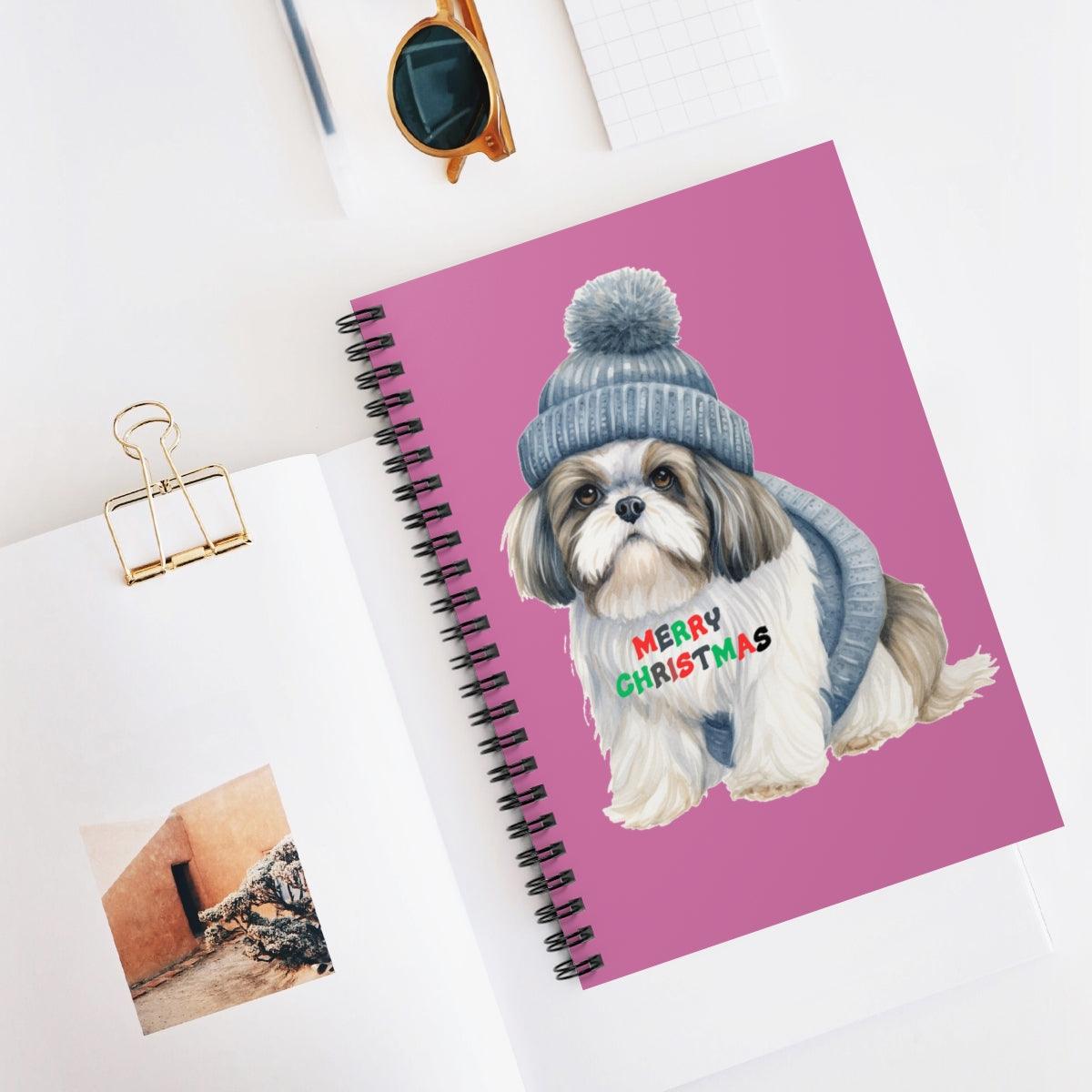 Merry Christmas Shih Tzu Spiral Notebook – Festive Gift for Dog Lovers - Shih Tzu Gifts